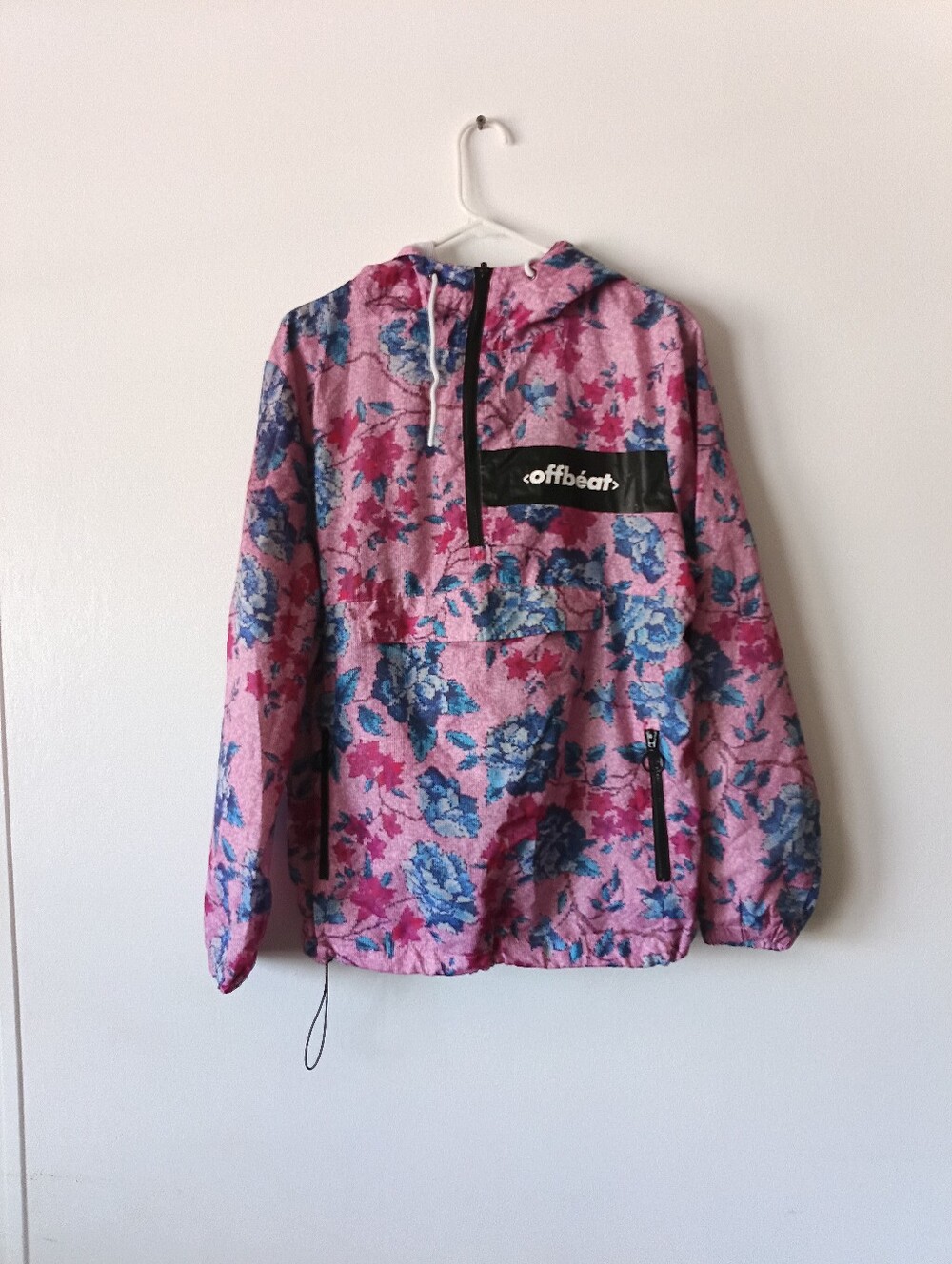 Offbeat pink and blue floral windbreaker size M